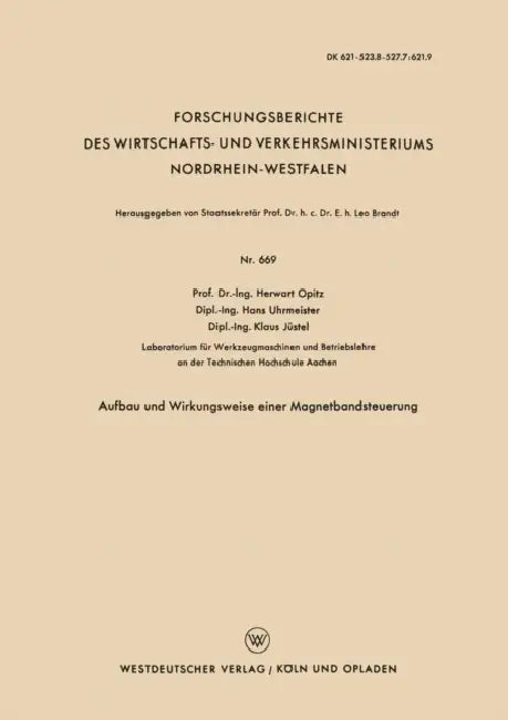 Aufbau Und Wirkungsweise Einer Magnetbandsteuerung by Herwart Opitz