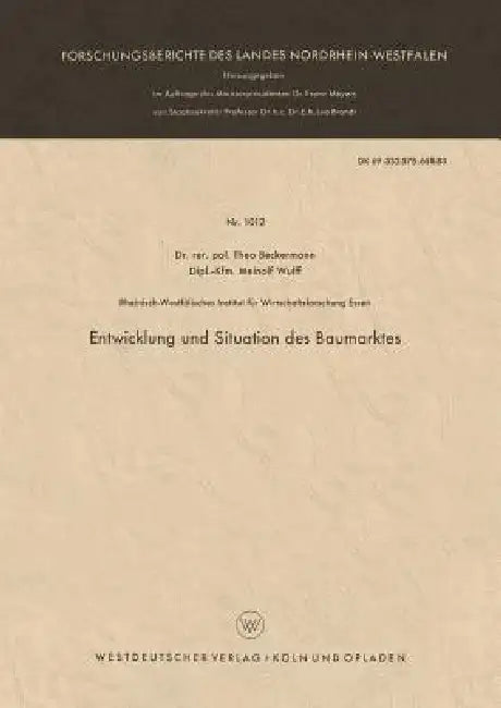 Entwicklung Und Situation Des Baumarktes by Theo Beckermann