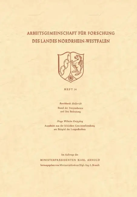 Stand Der Enzymchemie Und Ihre Bedeutung. Ausschnitt Aus Der Klinischen Carcinomforschung Am Beispiel Des Lungenkrebses by Burckhardt Helferich