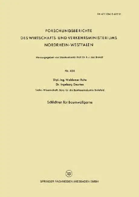 Schlichten Für Baumwollgarne by Waldemar Rohs