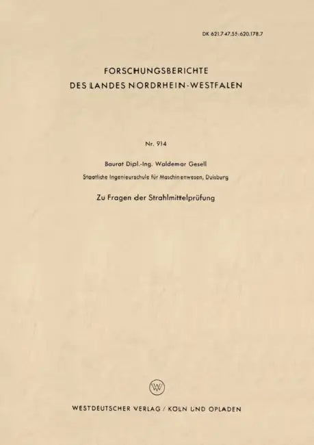 Zu Fragen Der Strahlmittelprüfung by Waldemar Gesell