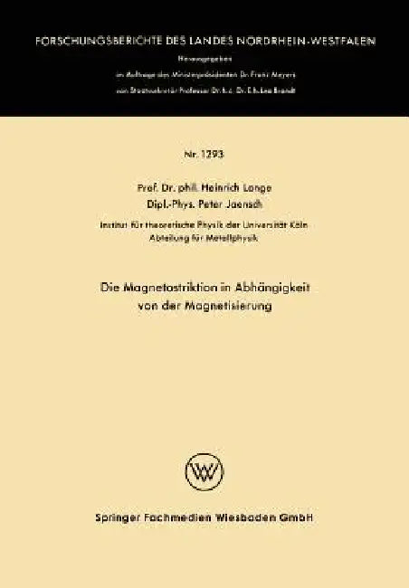 Die Magnetostriktion in Abhängigkeit Von Der Magnetisierung by Heinrich Lange