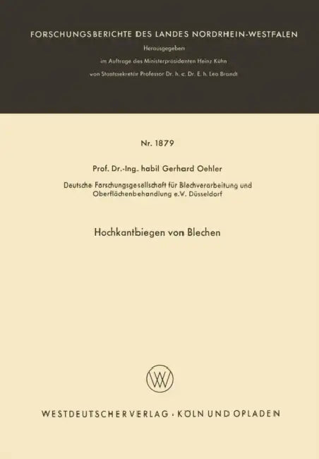 Hochkantbiegen Von Blechen by Gerhard Oehler
