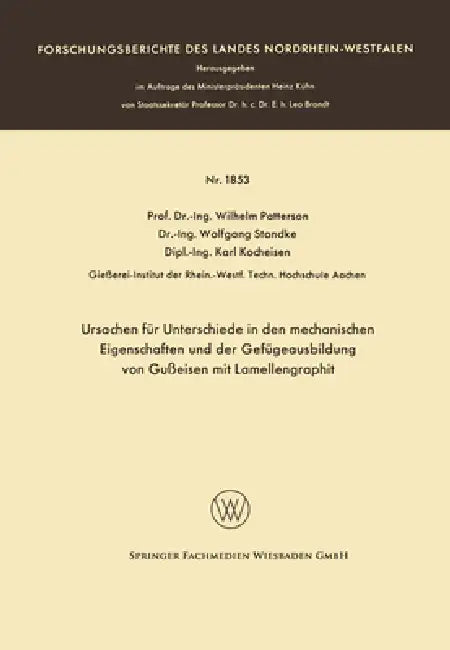 Ursachen für Unterschiede in den mechanischen Eigenschaften und der Gefügeausbildung von Gußeisen mit Lamellengraphit by Wilhelm Patterson