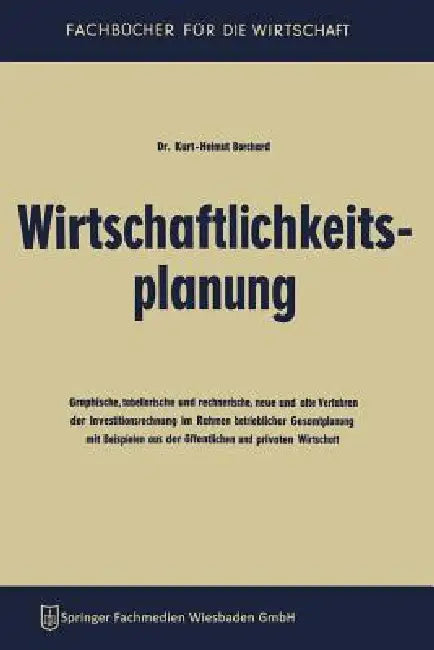 Wirtschaftlichkeitsplanung: Graphische, Tabellarische Und Rechnerische, Neue Und Alte Verfahren Der Investitionsrechnung Im Rahmen Betrieblicher Gesam by Kurt-Helmut Borchard