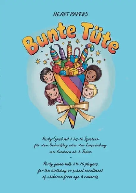 Bunte Tüte Party-Spiel mit 8 bis 16 Spielern für den Geburtstag oder die Einschulung von Kindern ab 6 Jahre - Party game with 8 to 16 players for the by Papers, Heart