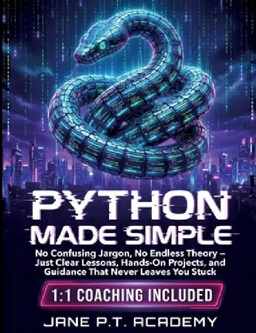 Python made simple: No Confusing Jargon, No Endless Theory, Just Clear Lessons, Hands-On Projects, and Guidance That Never Leaves You Stuck by Jane P. T. Academy