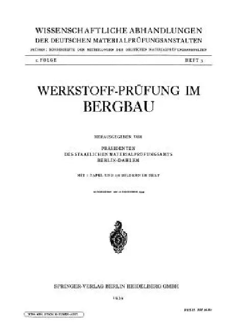 Werkstoff-Prüfung Im Bergbau by Kenneth A. Loparo