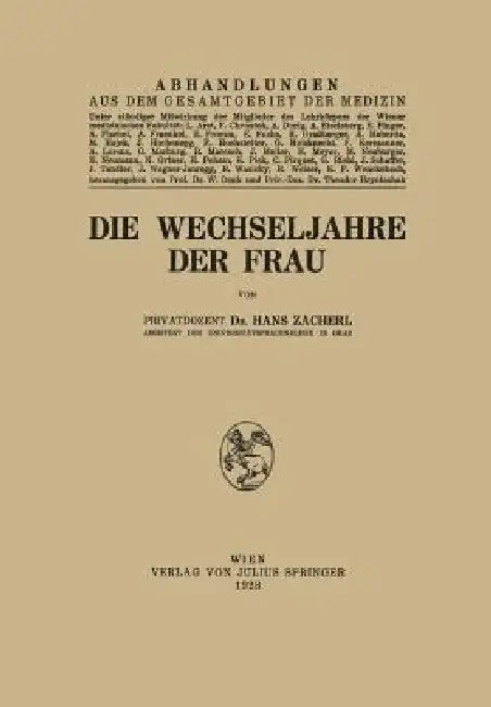Die Wechseljahre Der Frau by Hans Zacherl