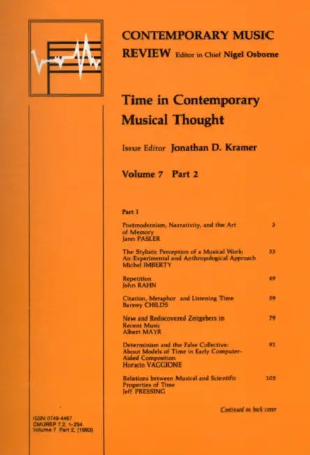 Time in Contemporary Musical Thought by Kramer Jonathan D.