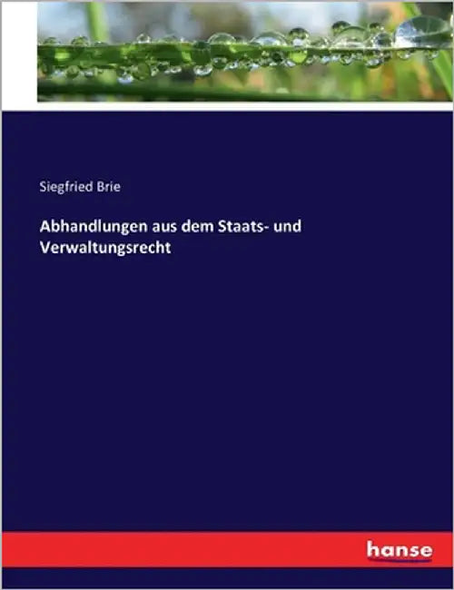 Abhandlungen aus dem Staats- und Verwaltungsrecht by Brie, Siegfried