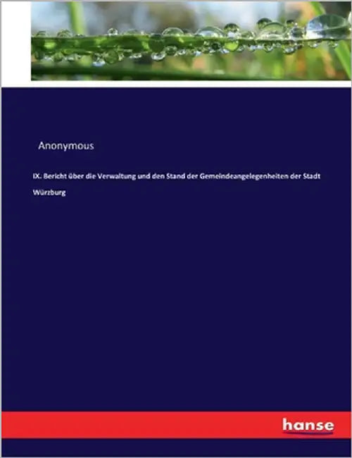 IX. Bericht über die Verwaltung und den Stand der Gemeindeangelegenheiten der Stadt Würzburg by Anonymous
