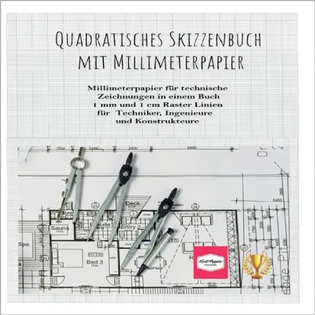 Quadratisches Skizzenbuch mit Millimeterpapier: Millimeterpapier für technische Zeichnungen in einem Buch. 1 mm und 1 cm Raster Linien für Techniker, by Heppke, Kurt