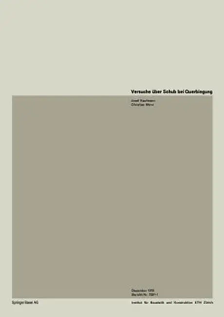 Versuche Uber Schub Und Querbiegung by Kaufmann
