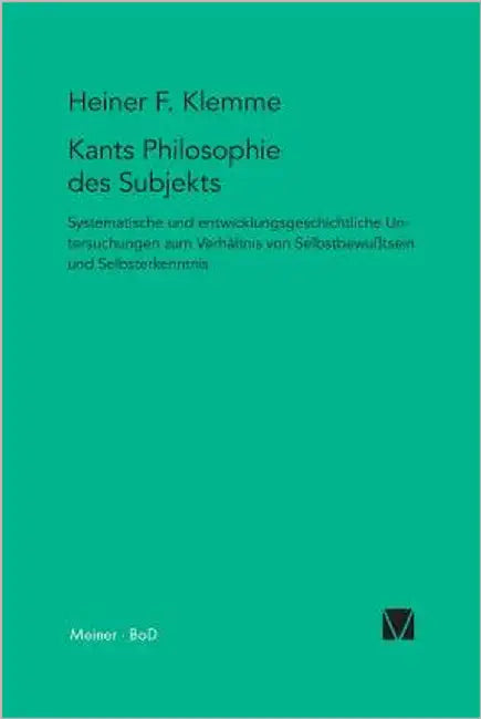 Kants Philosophie des Subjekts by Klemme, Heiner
