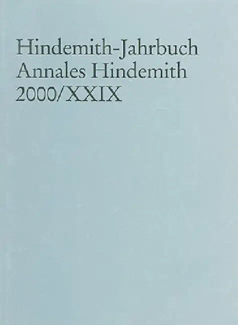 Hindemith-Jahrbuch Annales Hindemith 2000/XXIX by Paul Hindemith