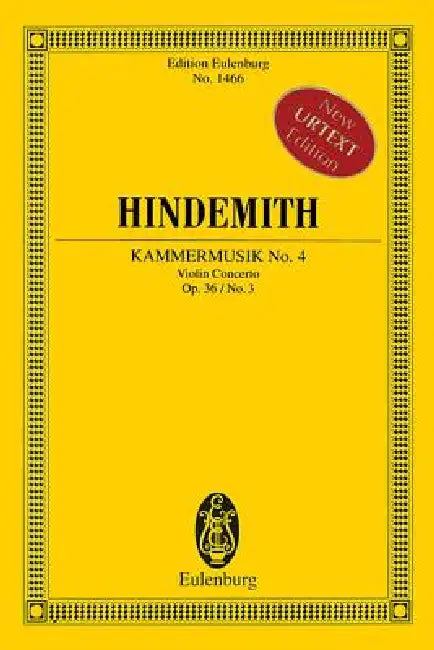 Kammermusik No. 4, Op. 36, No. 3: Violin Concerto Study Score by Paul Hindemith