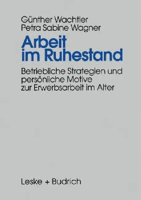 Arbeit Im Ruhestand: Betriebliche Strategien Und Persönliche Motive Zur Erwerbsarbeit Im Alter by Günther Wachtler, Petra Sabine Wagner