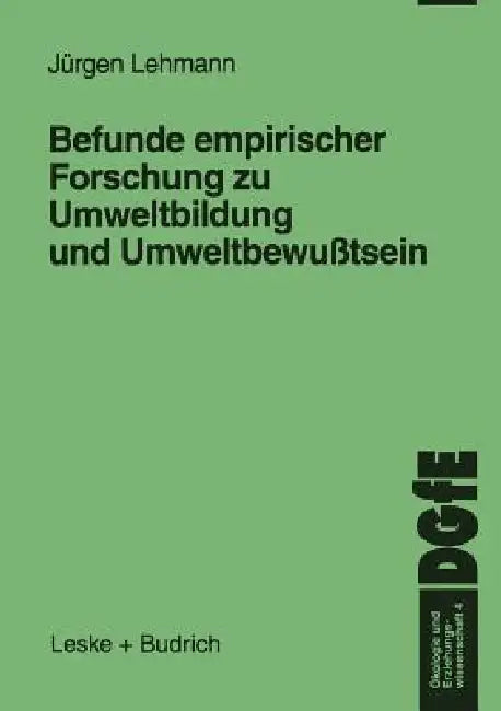 Befunde Empirischer Forschung Zu Umweltbildung Und Umweltbewußtsein by Jürgen Lehmann