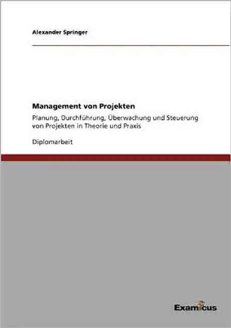 Management von Projekten: Planung, Durchführung, Überwachung und Steuerung von Projekten in Theorie und Praxis by Springer, Alexander