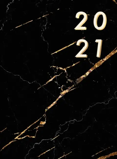 Agenda 2021 Vertical: Couverture Rigide, Ggrand Agenda 2021 Semainier, Agenda Planner 12 Mois, 1 Semaine sur 2 Pages, Planificateur Relié, Marbre Noir by Pilvi Paper