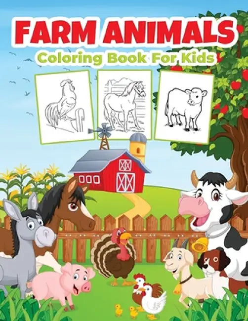 Farm Animals Coloring Book for Kids: Kids Coloring Book Filled with Animals Designs, Cute Gift for Boys and Girls Ages 4-8 by Bmpublishing