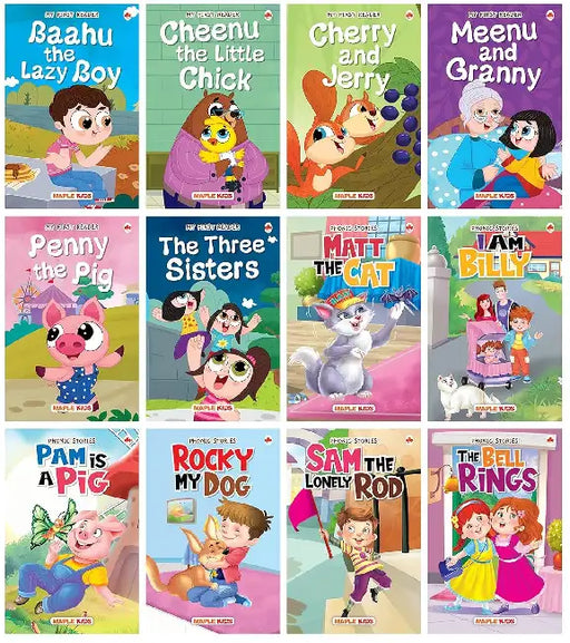 Story Book For Kids - First Reader (Illustrated) (Set Of 12 Books) - Phonic Stories - Bedtime Stories - by Poonam Mittal