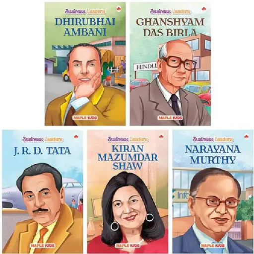 Story Books For Kids (Set Of 5 Books) (Illustrated) - Indian Business Leaders - Ambani, G.D Birla, Narayan Murthy, Kiran Mazumdar Shaw, J.R.D. Tata by Poonam Mittal