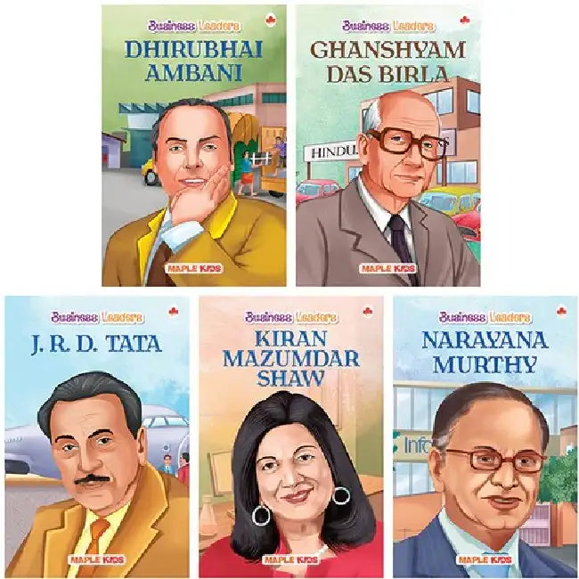 Story Books For Kids (Set Of 5 Books) (Illustrated) - Indian Business Leaders - Ambani, G.D Birla, Narayan Murthy, Kiran Mazumdar Shaw, J.R.D. Tata by Poonam Mittal