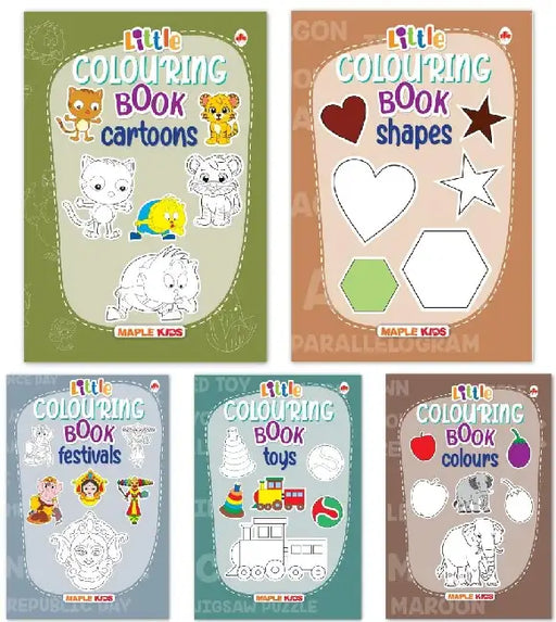 Little Colouring Books For Kids (Set Of 5 Books) - Cartoons, Toys, Colours, Festivals, Shapes - 3 To 6 Years Old by Maple Press In House