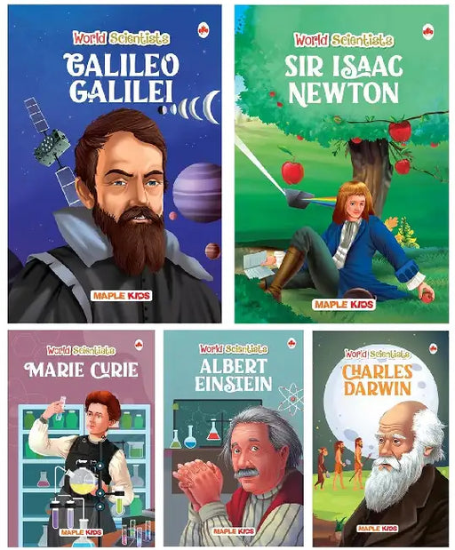 Story Books For Kids (Set Of 5 Books) (Illustrated) - World Scientists - Einstein, Newton, Galileo Galilei, Marie Curie, Charles Darwin - Biographies For Children - 3 To 10 Years by Poonam Mittal