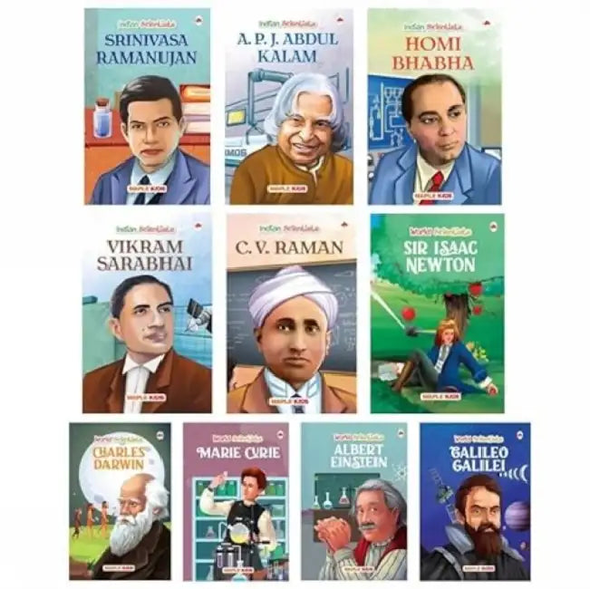 Story Books For Kids (Set Of 10 Books) (Illustrated) - World And Indian Scientists - Einstein, Newton, Galileo Galilei, Marie Curie, Charles Darwin by Pearson Education India
