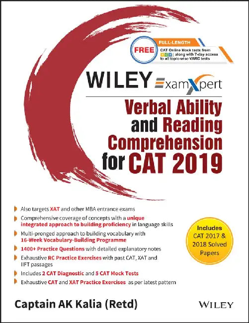 Wiley's ExamXpert Verbal Ability and Reading Comprehension for CAT 2019 by Captain AK Kalia (Retd)