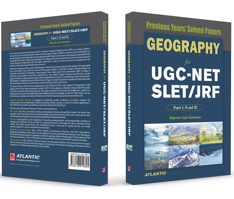 Geography For Ugc-Net/Slet/Jrf Paper I, Ii, And Iii: Previous Years' Solved Papers by Atlantic Research Division