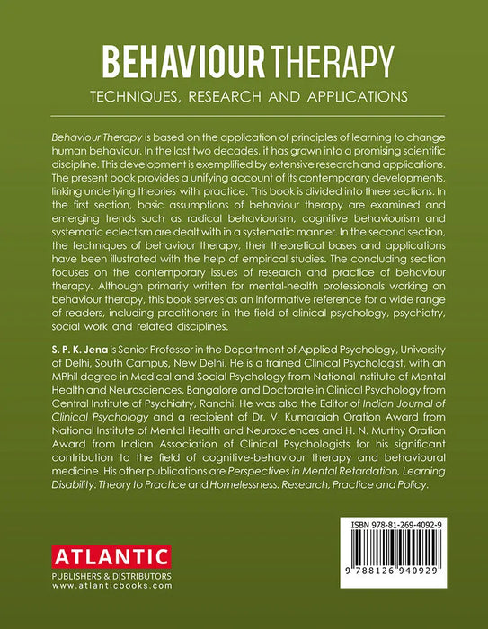 Behaviour Therapy: Techniques, Research and Applications by S.P.K. Jena