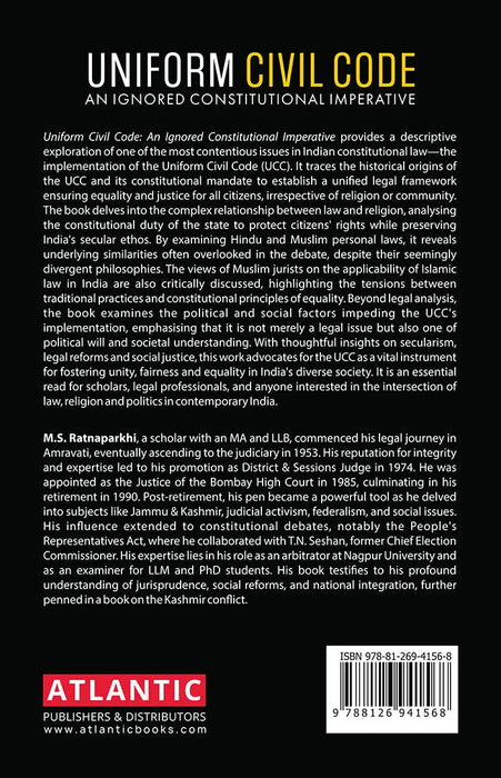Uniform Civil Code: An Ignored Constitutional Imperative by M.S. Ratnaparkhi