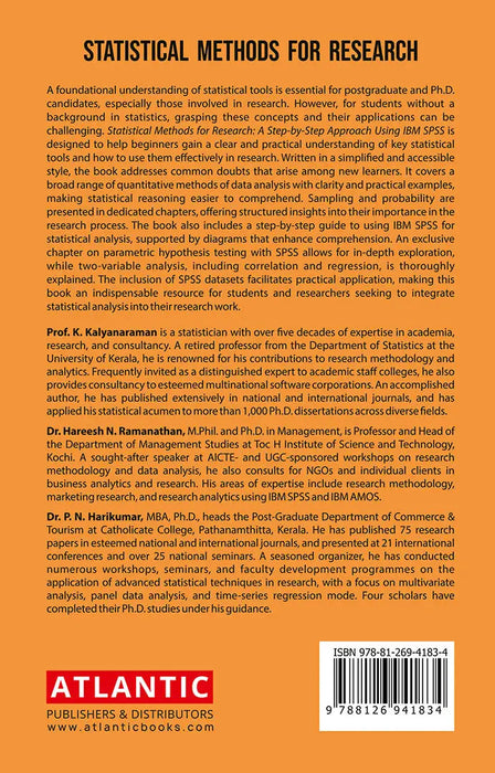Statistical Methods For Research: A Step-By-Step Approach Using IBM SPSS by K. Kalyanaraman