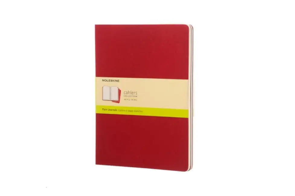 Moleskine Cahier Journal (Set of 3), Extra Large, Plain, Cranberry Red, Soft Cover (7.5 X 10) by Moleskine