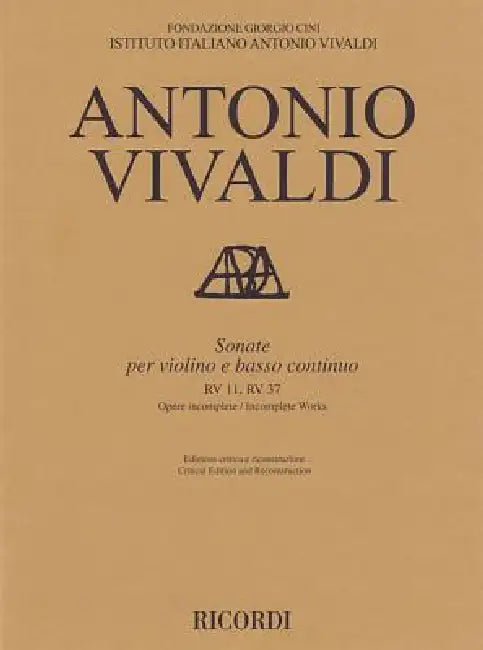 Sonate Violin and Basso Continuo Rv11, Rv37: Critical Edition Score by Antonio Vivaldi
