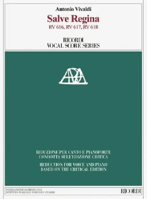 Salve Regina Rv616 Rv617 Rv618 Vocal Score Based on the Critical Edition by Antonio Vivaldi, Michael Talbot