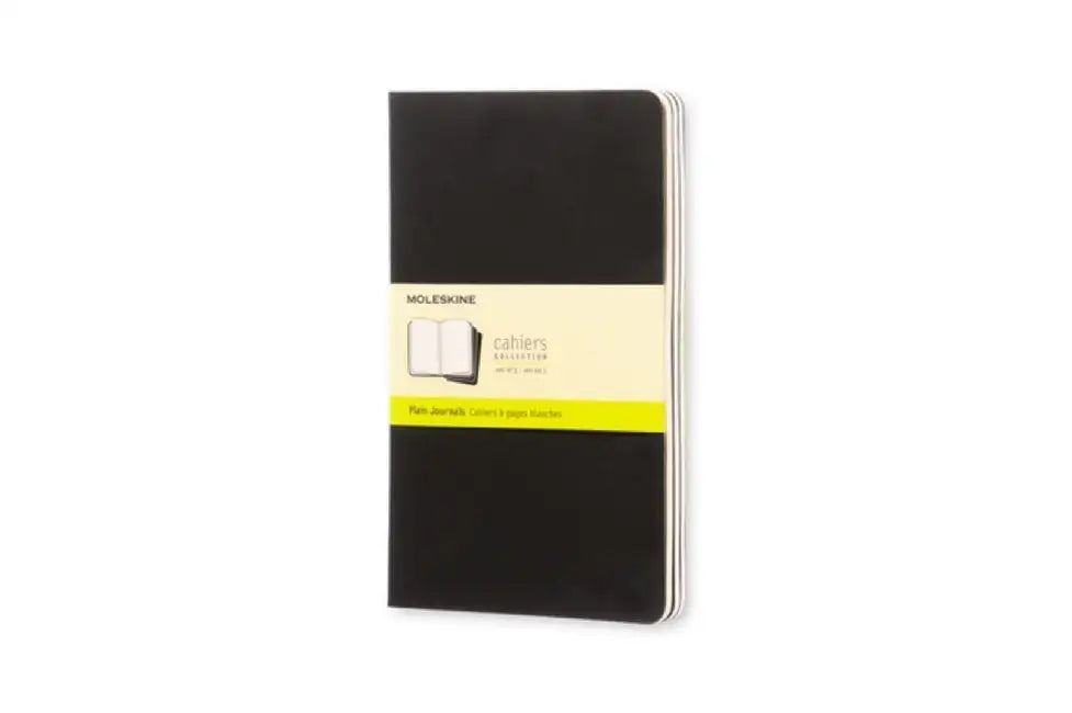 Moleskine Cahier Journal (Set of 3), Large, Plain, Black, Soft Cover (5 X 8.25): Set of 3 Plain Journals by Moleskine