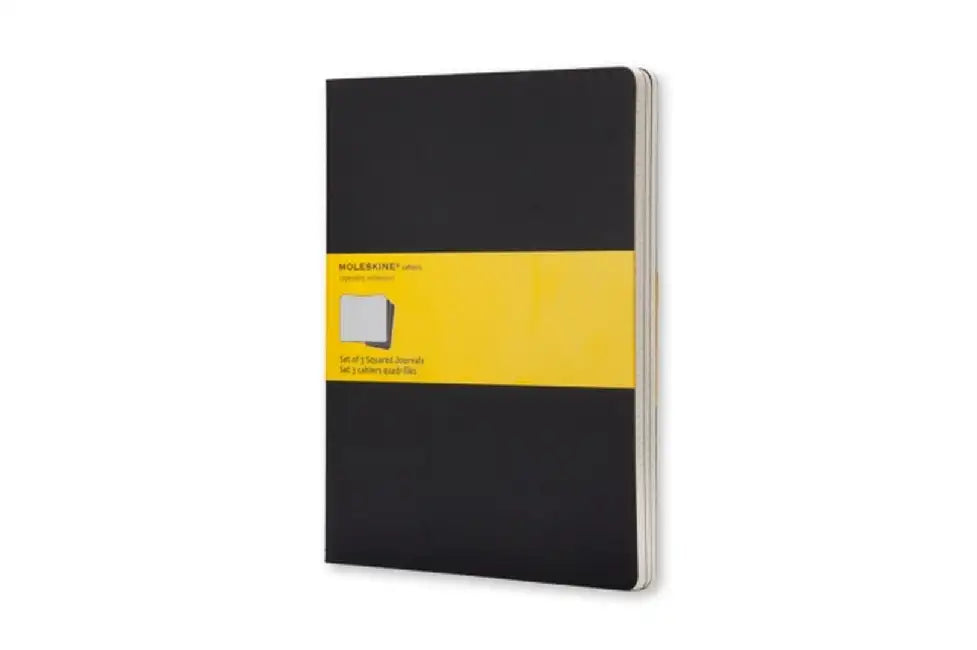 Moleskine Cahier Journal (Set of 3), Extra Large, Squared, Black, Soft Cover (7.5 X 10) by Moleskine