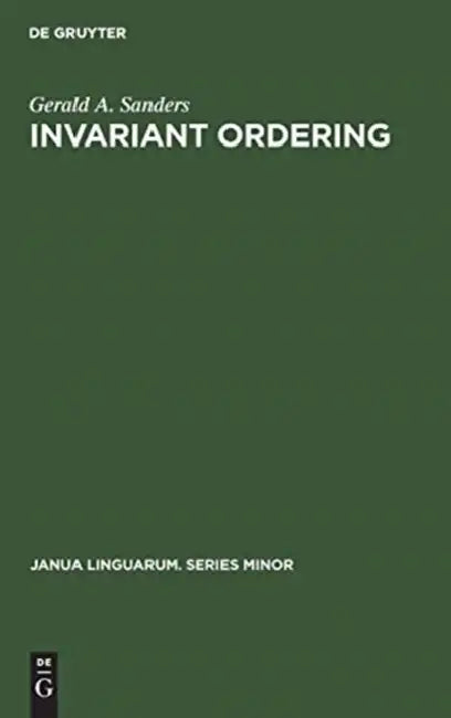 Invariant Ordering by Gerald A. Sanders