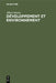 Développement et environnement by Albert Sasson