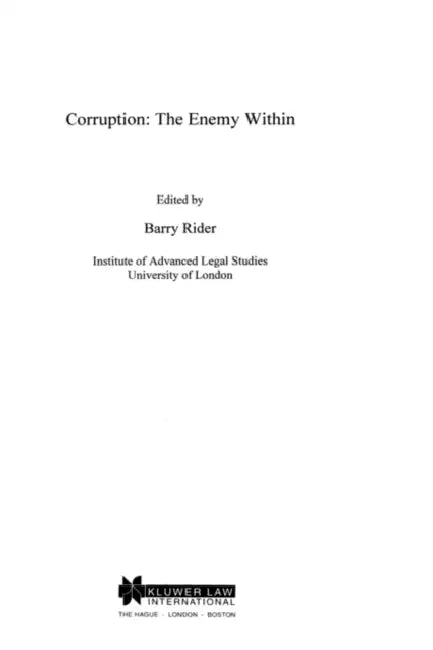 Corruption: The Enemy Within by Barry A. K. Rider