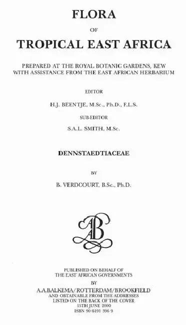 Flora of Tropical East Africa - Dennstaetiacea (2000) by Verdcourt Bernard