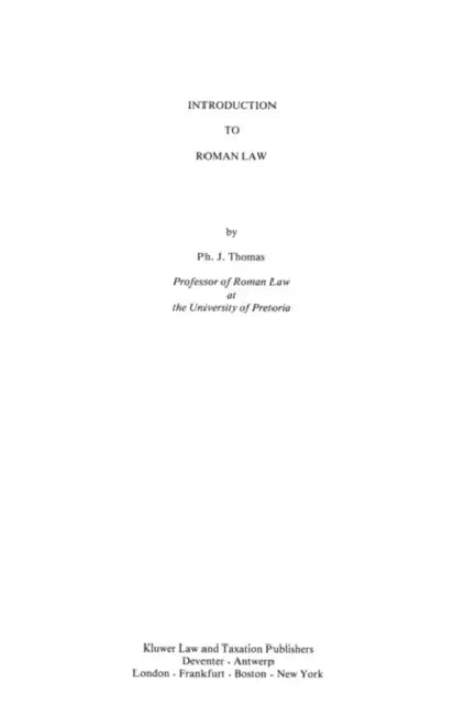 Introduction To Roman Law by PH. J. Thomas