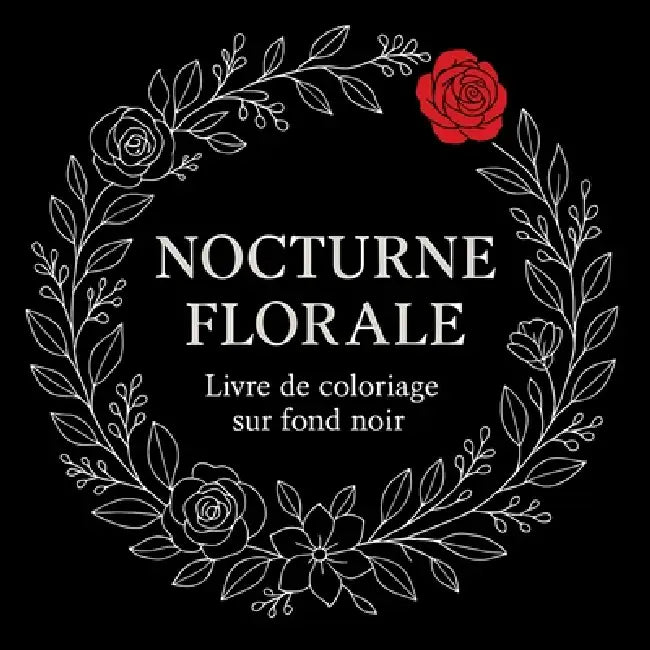 Nocturne Florale - Livre de coloriage sur fond noir by Chris Martin