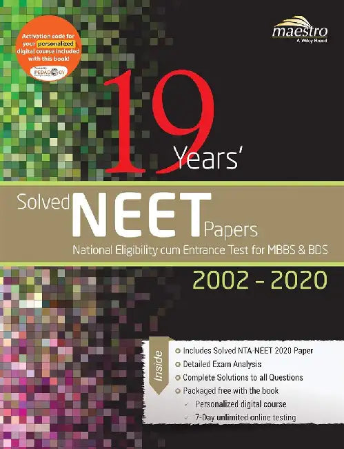 Wiley's 19 Years' Solved NEET Papers 2002-2020 by Wiley Editorial