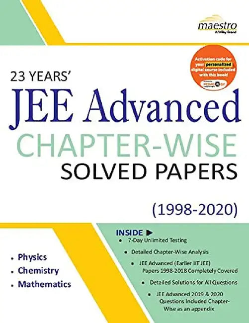 Wiley's 23 Years' JEE Advanced Chapter-Wise Solved Papers (1998-2020) by Wiley Editorial
